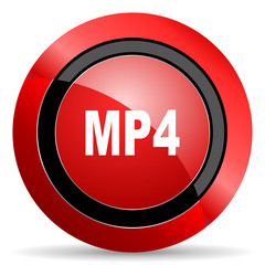 mp4 red glossy web icon
