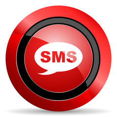 sms red glossy web icon