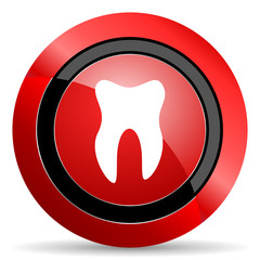 tooth red glossy web icon