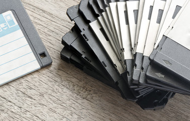 Stack of Used Floppy Diskettes