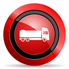 truck red glossy web icon