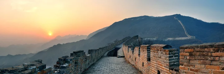 Printed kitchen splashbacks Chinese wall Great Wall sunset panorama