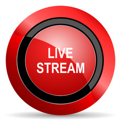 live stream red glossy web icon