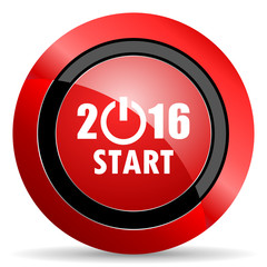 year 2016 red glossy web icon