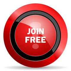 join free red glossy web icon