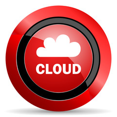 cloud red glossy web icon