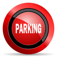 parking red glossy web icon
