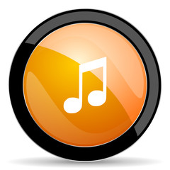 music orange icon note sign