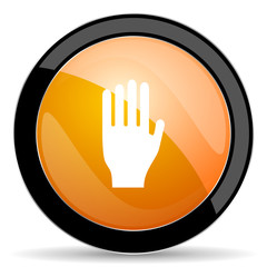 stop orange icon hand sign