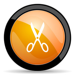 scissors orange icon cut sign