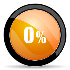 0 percent orange icon sale sign