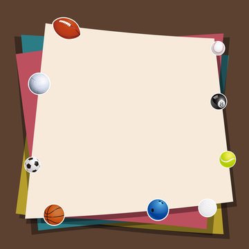 Colorful Paper and Ball Games Stickers Background