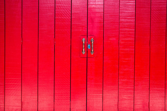 Vintage red door with handel metal