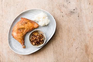 Fried chicken and sticky rice.