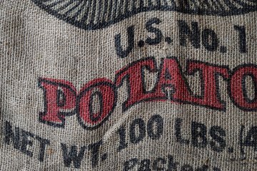 Closeup Detail of Burlap Potato Sack