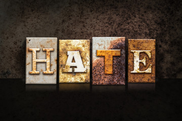 Hate Letterpress Concept on Dark Background