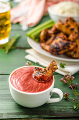 Barbecue grilled chicken wing