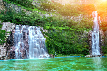 Waterfall with sunlight in korea