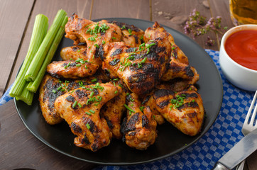 Barbecue grilled chicken wing