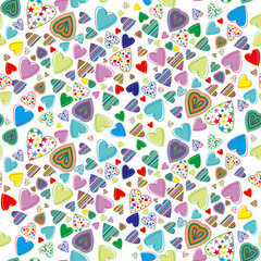 seamless pattern with colored hearts