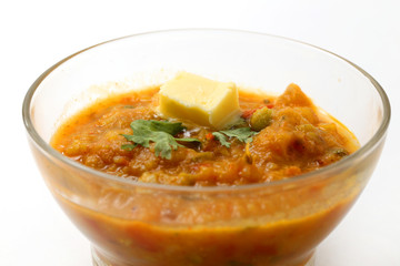 pav bhaji an indian cuisine or dish prepared with crushing mixed vegetables mainly potatoes,tomato,peas and some other green vegetables made spicy and served with butter