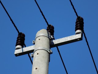 Fototapeta premium Power line column and sky