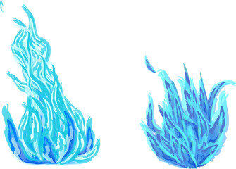 two bright blue flames on white