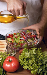 Man preparing salad
