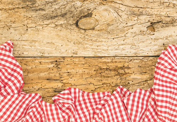 Kulisse Holz Hintergrund mit Tisch Tuch Rot Kariert