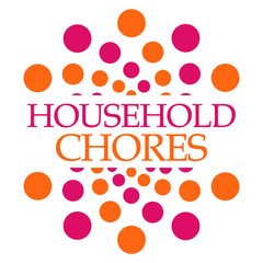 Household Chores Pink Orange Dots Squares 
