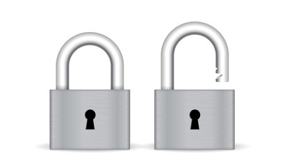Locked and unlocked Padlock