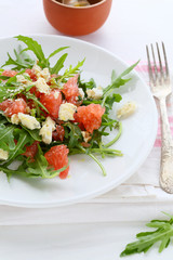 salad with slices of roquefort
