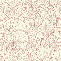seamless with autumn leaves on white background