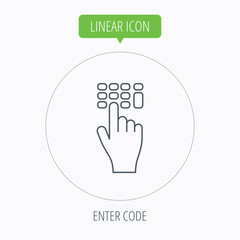 Enter pin code icon. Click hand pointer sign.