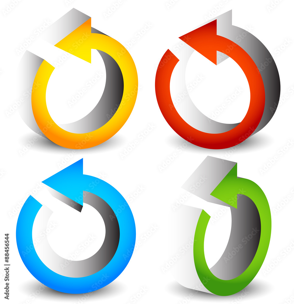 Poster circular arrows for recycle, repetition, rotation or cycle, sync
