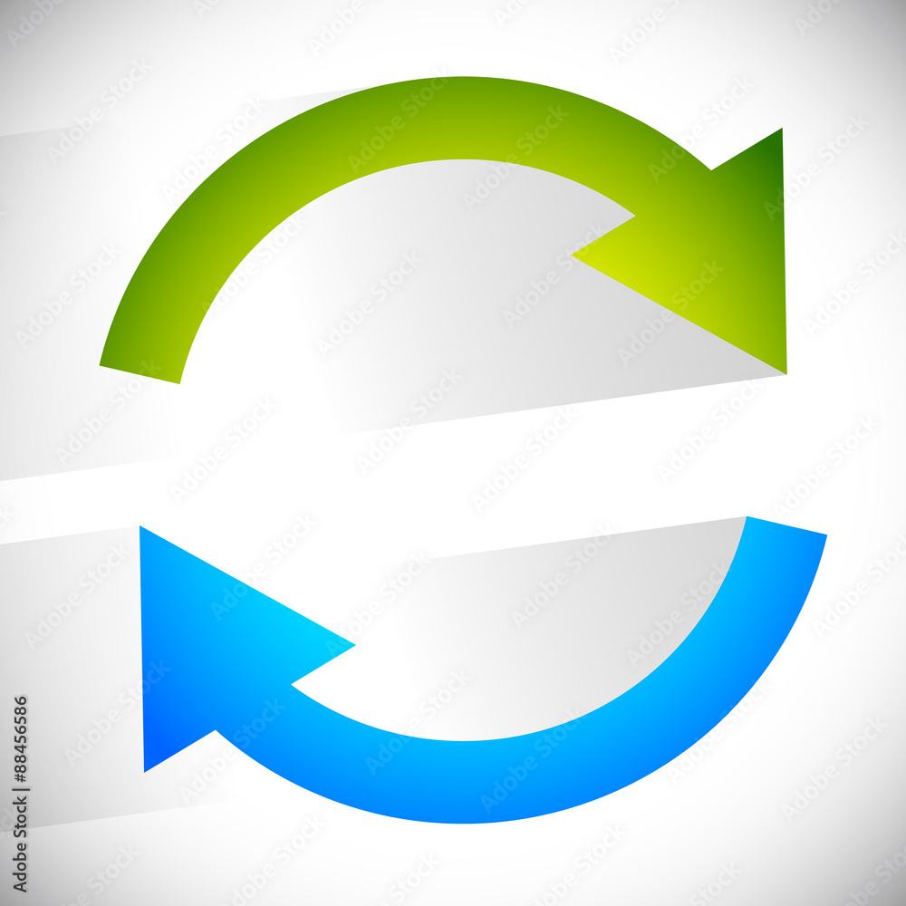 Poster circular arrows for recycle, repetition, rotation or cycle, sync