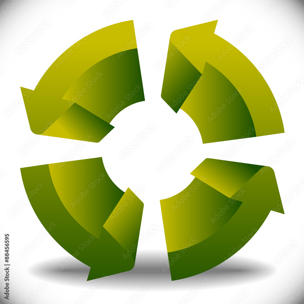 Poster circular arrows for recycle, repetition, rotation or cycle, sync