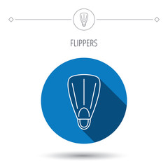 Swimming flippers icon. Diving sign.