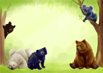 Медведи - иллюстрация с местом для текста