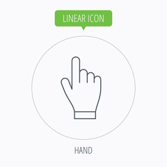 Click hand icon. Press or push pointer sign.