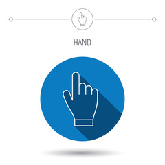 Click hand icon. Press or push pointer sign.