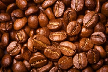 Close up of the aromatic coffe beans