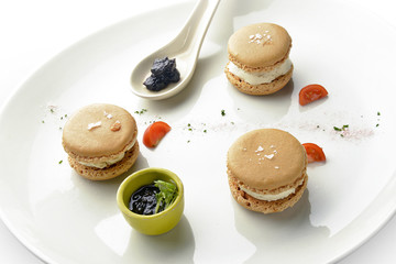 Appetizer Macarons with Foie Gras Ice Cream and Jam 1