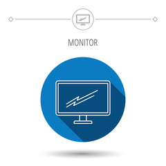 PC monitor icon. Led TV sign.