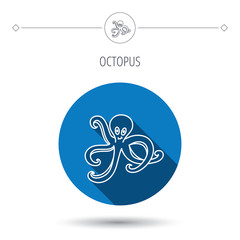 Octopus icon. Ocean devilfish sign.