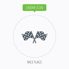 Crosswise racing flags icon. Finishing symbol.