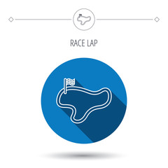 Race track or lap icon. Finish flag sign.