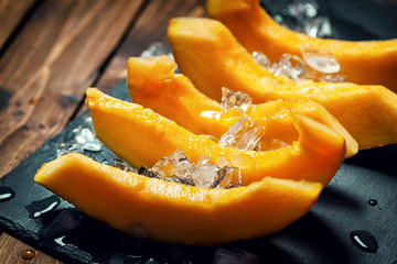 Fresh sweet melon with ice