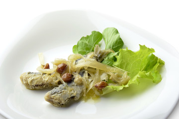 Appetizer Plate of Fish Marinated Anchovies