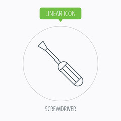 Screwdriver icon. Repair or fix tool sign.